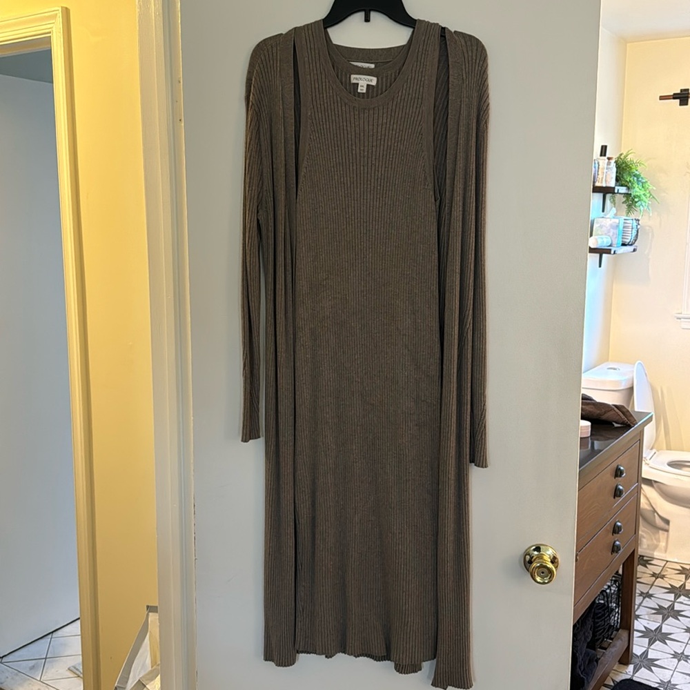 Sweater Dress with Long Cardigan SET